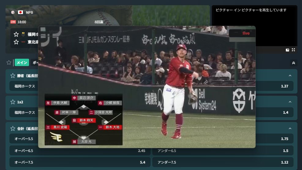 ベイブカジノ ライブストリーミング ピクチャーインピクチャー