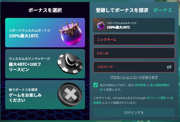 ベイブカジノ 登録フォーム